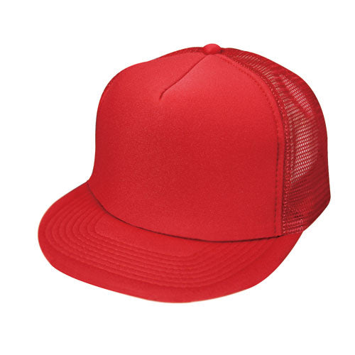 Flat Bill Mesh Cap, 5 Panel Cap w/ flat Bill & Adjustable Snap Closure for Travel, Summer, Work, Casual - 5FBC