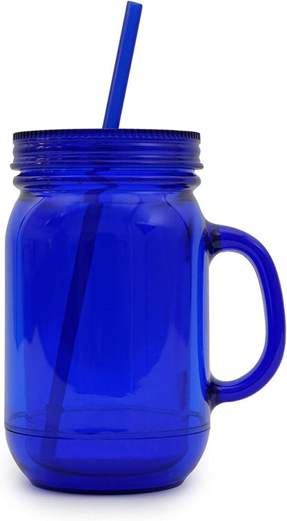 ImpecGear 20 Oz Mason Jar Doubled wall Acrylic Cup with Straw