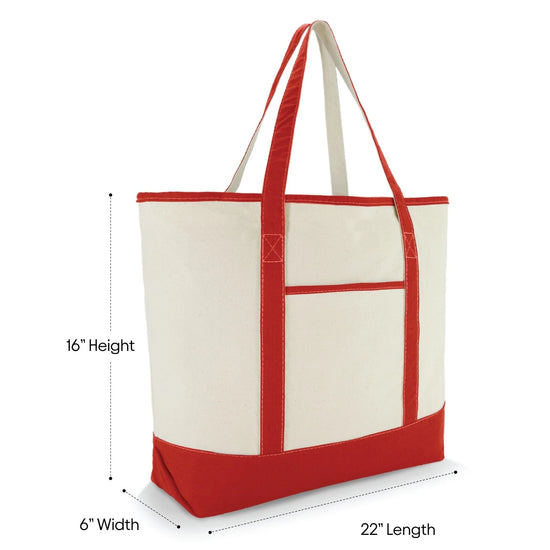 LARGE Canvas Reusable Grocery Shopping Bag Boat Tote Totes Bag 22" 4 Color