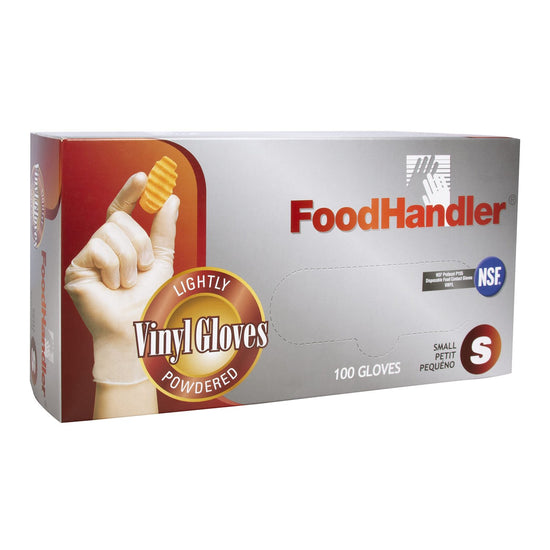 FoodHandler Vinyl Gloves - Lightly Powdered - 100 Gloves - Size Small
