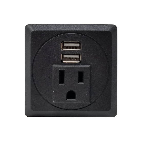 Desktop Power Grommet Outlet Data Center, 2"- 2.5" Hole No Drilling Required, 1 Outlet W/ 2 USB Charging Ports ETL Listed - DC8189