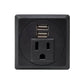 Desktop Power Grommet Outlet Data Center, 2"- 2.5" Hole No Drilling Required, 1 Outlet W/ 2 USB Charging Ports ETL Listed - DC8189