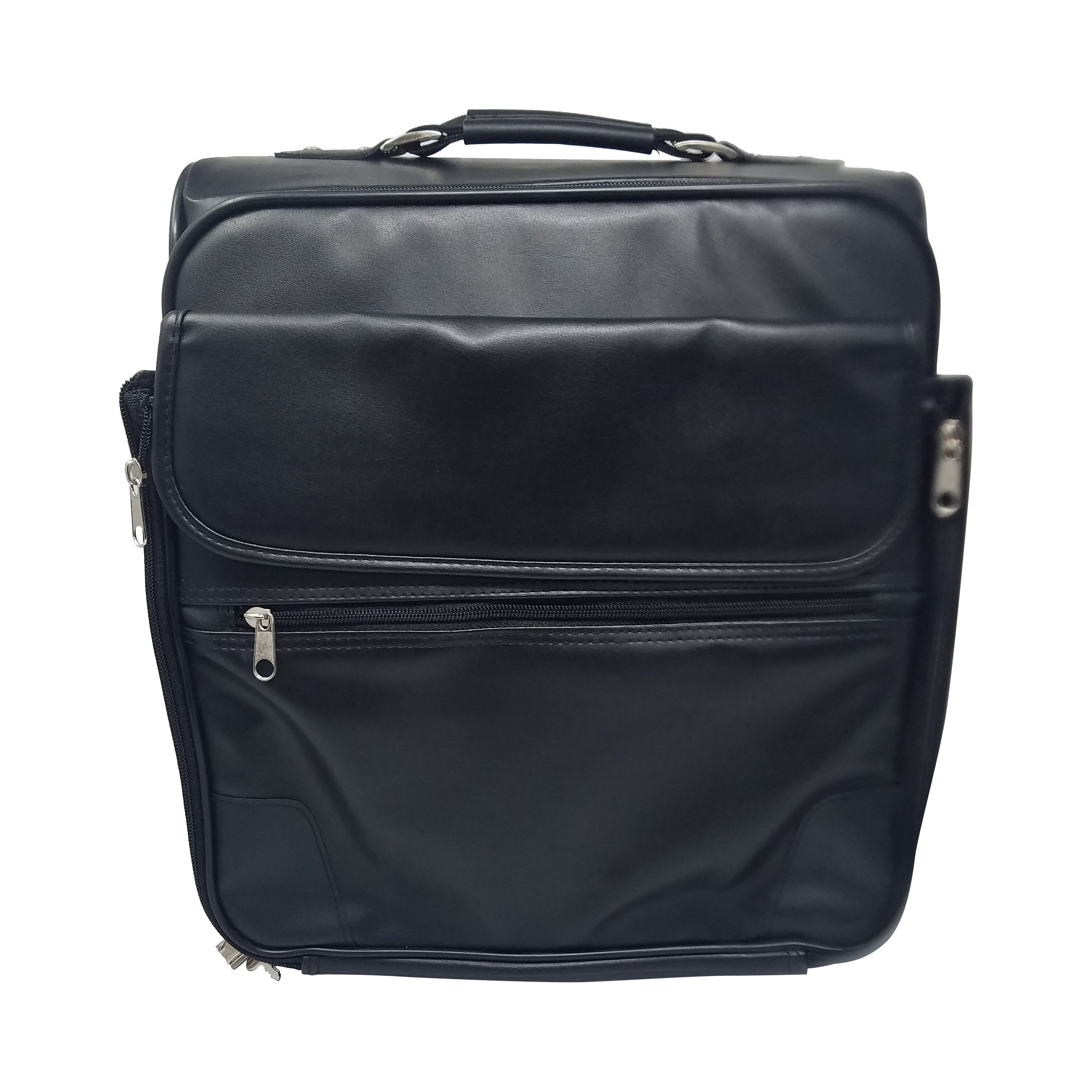 Black Premium Leather Rolling Computer Case For Work Travel Office Gym ...
