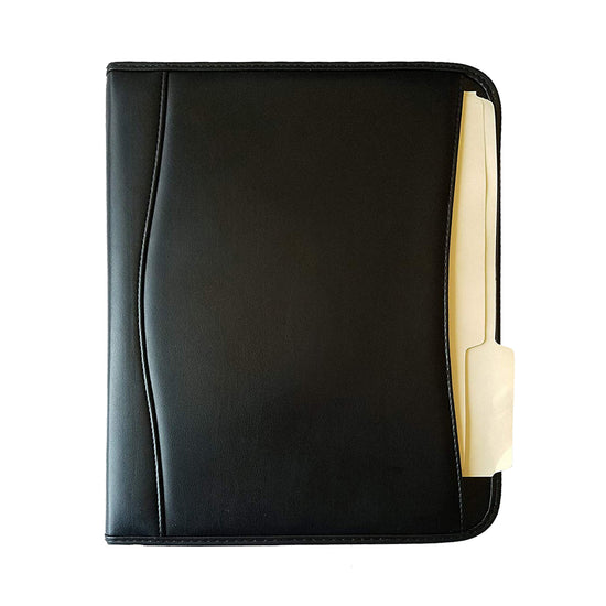 ImpecGear Executive Zippered Padfolio Portfolio Folder File Divider Organizer Planner w/ Smart Handle, Briefcase Luggage Portfolio (FREE RETURN) (Black)