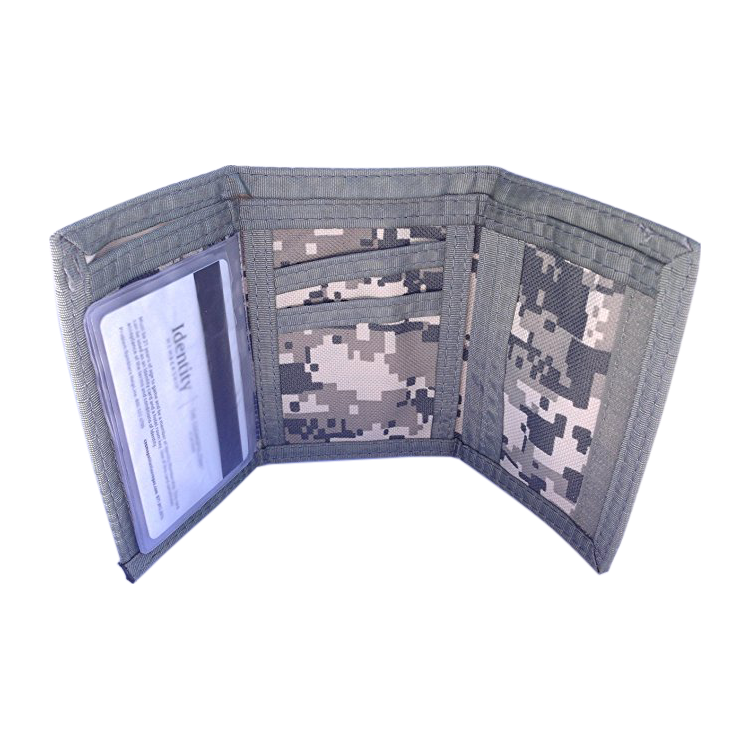 Mens / Boys Army Camouflage Velcro Wallet with Chain - Dark Army