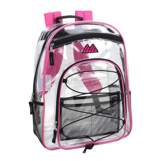 Pink 17 Inch Transparent Clear Backpack - All Terrain Clear Bungee For Outdoors