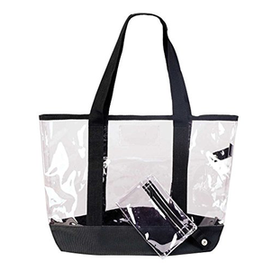 20" Large Clear Tote Bag and Coin/ID Zipper Purse Small Center Pocket Pouch (Clear)