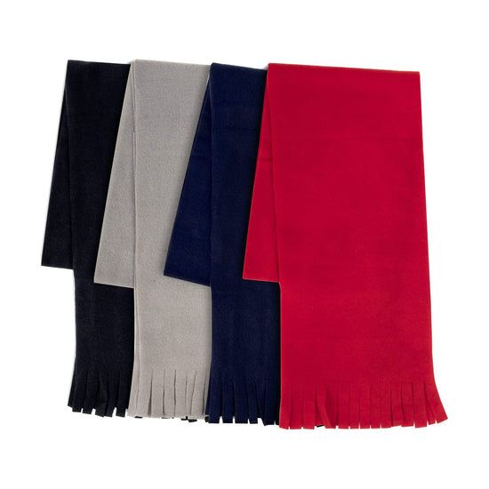 Adult Fleece Scarves 60" x 8" With Fringe - Assorted Colors - 8204AST