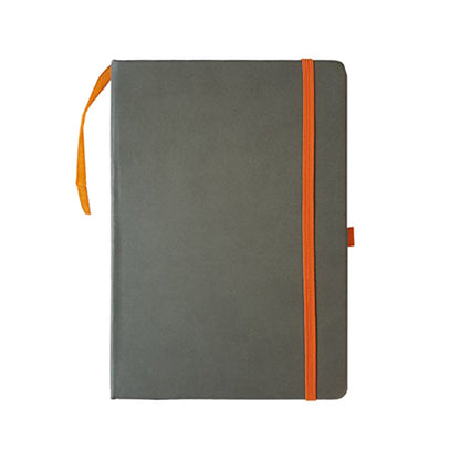 ImpecGear Classic Notebook/ Writing Journal 5.5 x 8.25 Black Gray Orange FREE PEN (PACK OF 1, Gray/Orange)