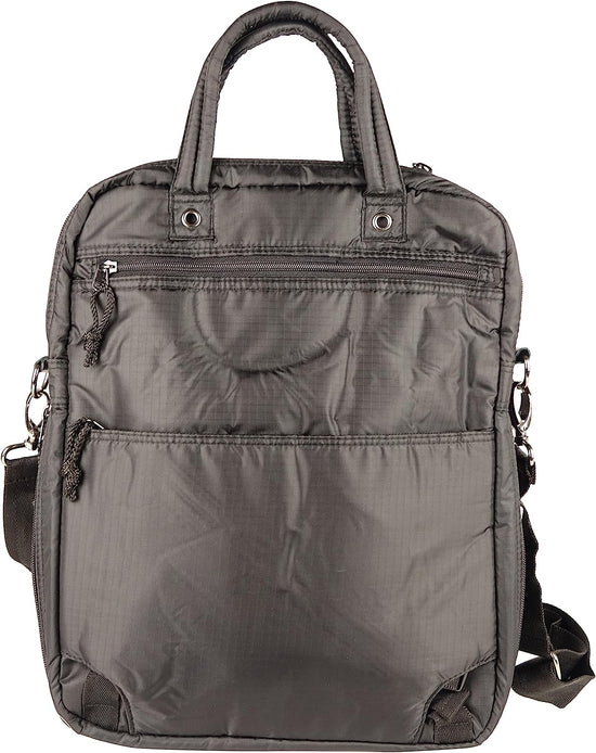 2 in 1 Backpack & Briefcase Black Nylon Bag for Travel Work 12" x 15" x 6"