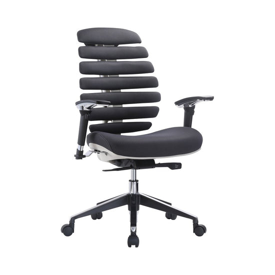 ImpecGear The Spine Office Chair Mid-Back Fabric Mesh Chair with Chrome Base and Adjustable Seat and 2D Arms Rest With Seatslider BLACK TC-101BK
