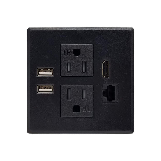 Power Grommet W/ 2 USB Charging Ports, Desktop Outlet W/ 2 AC Outlets, 1 HDMI, 1 Data CAT 6, Power Socket W 6 ft Heavy Duty Extension Cord (Fit 3.15" - 3.25" Hole - DC-8589)