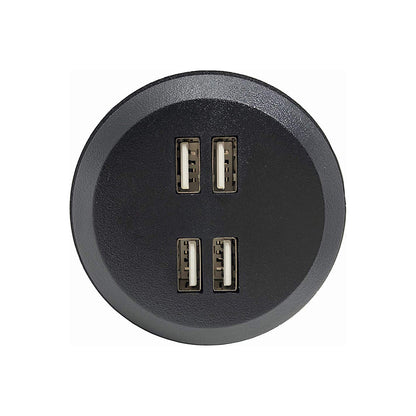 Mini Desktop Power Hub Grommet Desk Outlet Build-in USB Charger Charging Station with 6 FT Extension Power Cord (Fit 2" - 2.5" Hole) (DC-8089-WHITE Or Black)