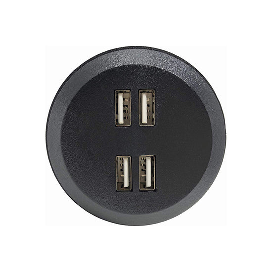 Mini Desktop Power Hub Grommet Desk Outlet Build-in USB Charger Charging Station with 6 FT Extension Power Cord (Fit 2" - 2.5" Hole) (DC-8089-WHITE Or Black)