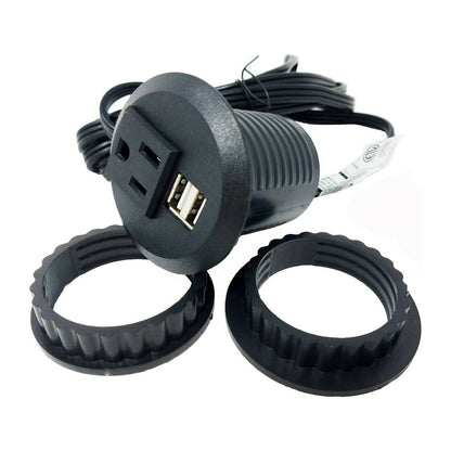 Desktop Power Grommet Outlet Data Center 2" Hole No Drilling Required, 1 Outlet W/2 USB Ports(FREE RETURN) (No Drilling Required- 6ft Power Cord)