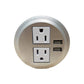 Desktop Power Grommet Outlet Data Center,  3" Hole No Drilling Required, 2 Outlet W/2 USB Ports(FREE RETURN) (SILVER, WHITE or BLACK- 3" (No Drilling Required- 6ft Power Cord)) DC8389